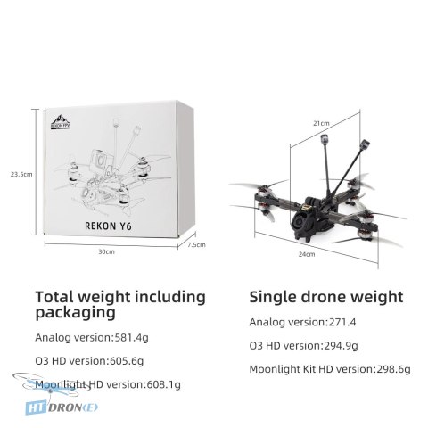 HGLRC Rekon Y6 5-inch ELRS Moonlight Kit HD FPV - упаковка та аксесуари, готові до відправки