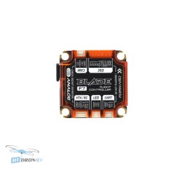 Детальний вигляд 3/4 FPV стеку RushFPV RUSH BLADE F722 з польотним контролером та ESC