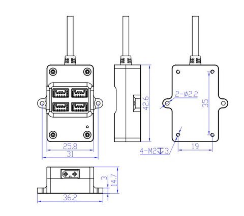 Повний комплект Holybro CAN HUB Module з кабелем 42 см – упаковка та аксесуари